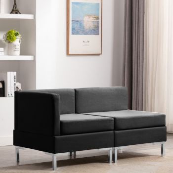vidaXL Set canapele, 2 piese, negru, material textil vidaXL Set canapele, 2 piese, negru, material textil