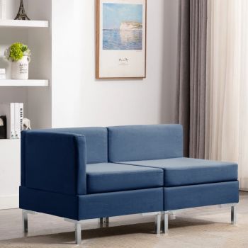 vidaXL Set de canapele, 2 piese, albastru, material textil vidaXL Set de canapele, 2 piese, albastru, material textil