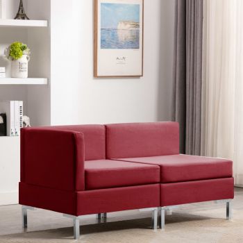 vidaXL Set de canapele, 2 piese, roșu bordo, material textil