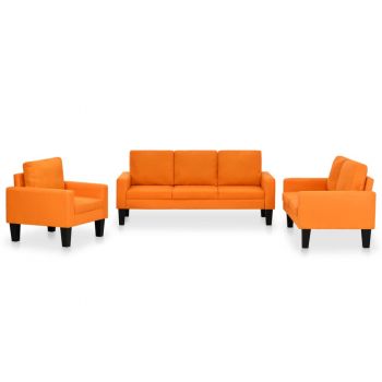 vidaXL Set de canapele, 3 piese, material textil, portocaliu
