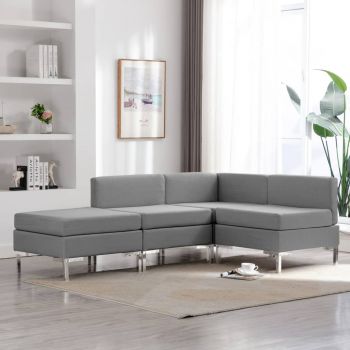 vidaXL Set de canapele, 4 piese, gri deschis, material textil vidaXL Set de canapele, 4 piese, gri deschis, material textil