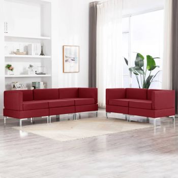 vidaXL Set de canapele, 5 piese, roșu vin, material textil vidaXL Set de canapele, 5 piese, roșu vin, material textil