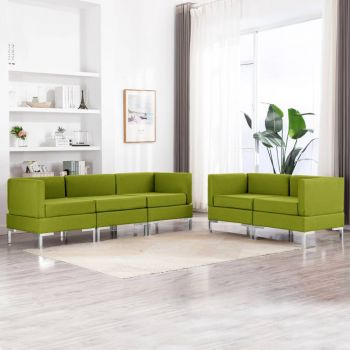 vidaXL Set de canapele, 5 piese, verde, material textil vidaXL Set de canapele, 5 piese, verde, material textil