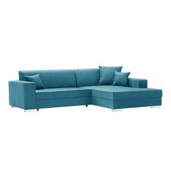Colțar cu spațiu de depozitare Interieur De Famille Paris Perle, colț pe dreapta, turcoaz deschis Colțar cu spațiu de depozitare Interieur De Famille Paris Perle, colț pe dreapta, turcoaz deschis