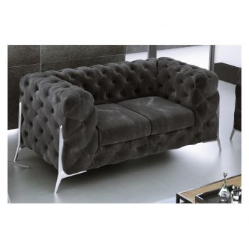 Canapea 2 locuri Ropez, Chesterfield Chelsea Black, 186x97x73 cm - ROPEZ, Negru