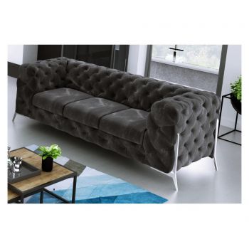 Canapea 3 locuri Ropez, Chesterfield Chelsea Black, negru, 243x97x73 cm - ROPEZ, Negru