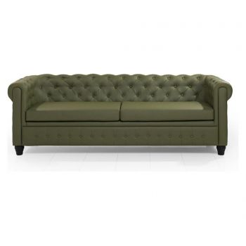 Canapea 3 locuri Tediva, Chesterfield Green, 225x82x72 cm - TEDIVA, Verde