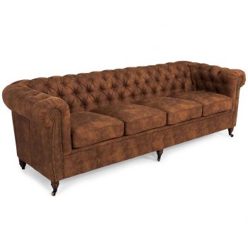 Canapea 4 locuri Kalatzerka, Chesterfield Vintage Cognac, 238x86x72 cm - Kalatzerka, Maro