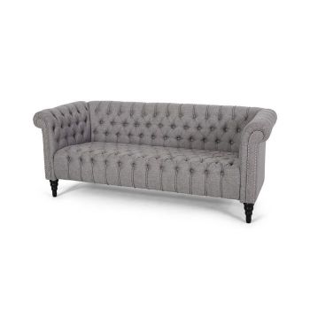 Canapea Chesterfield, gri, 75 x 184 x 76 cm