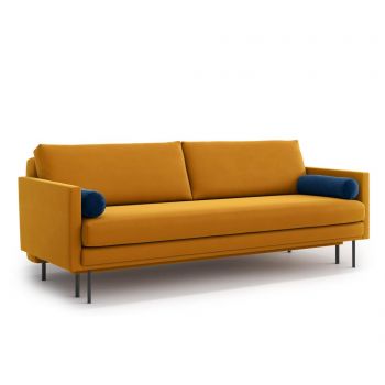 Canapea extensibila 3 locuri Optisofa, Blues Gold, 212x94x90 cm - Optisofa, Albastru,Galben & Auriu