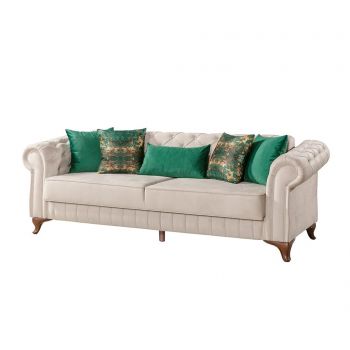 Canapea extensibila 3 locuri Gauge Concept, Chesterfield Cream, crem, 235x90x85 cm - Gauge Concept, Crem