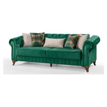 Canapea extensibila 3 locuri Gauge Concept, Chesterfield Green, verde inchis, 235x90x85 cm - Gauge Concept, Verde