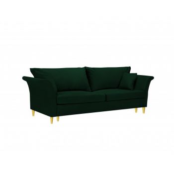 Canapea extensibila 3 locuri Mazzini Sofas, Tulipe Bottle Green, 245x95x98 cm - Mazzini Sofas, Verde