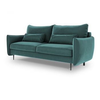 Canapea extensibilă cu spațiu de depozitare Cosmopolitan Design Vermont, verde petrol