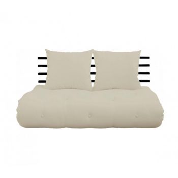 Canapea extensibila Shinsano, bej/negru, 140 x 202 x 70 cm