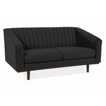 Canapea fixa tapitata cu stofa, 2 locuri Asprey 2 Velvet Negru / Wenge, l150xA85xH76 cm