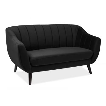 Canapea fixa tapitata cu stofa, 2 locuri Elite 2 Velvet Negru / Wenge, l153xA85xH83 cm Canapea fixa tapitata cu stofa, 2 locuri Elite 2 Velvet Negru / Wenge, l153xA85xH83 cm