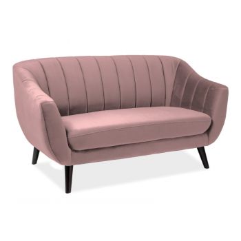 Canapea fixa tapitata cu stofa, 2 locuri Elite 2 Velvet Roz / Wenge, l153xA85xH83 cm Canapea fixa tapitata cu stofa, 2 locuri Elite 2 Velvet Roz / Wenge, l153xA85xH83 cm