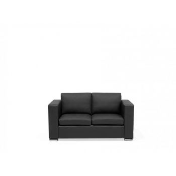 Canapea Helsinki, piele, neagra, 72 x 152 x 76 cm