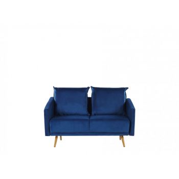 Canapea Maura, catifea, albastru, 83 x 130 x 78 cm
