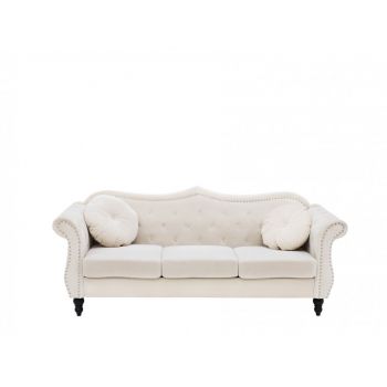 Canapea SKIEN, lemn/catifea, bej, 91 x 200 x 83 cm