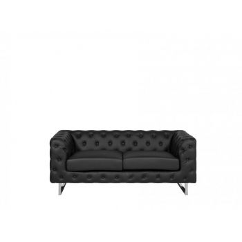 Canapea Vissland, piele ecologica, negru, 71 x 172 x 87 cm