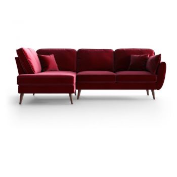 Colțar din catifea cu șezlong pe partea stângă My Pop Design Auteuil, roșu Colțar din catifea cu șezlong pe partea stângă My Pop Design Auteuil, roșu
