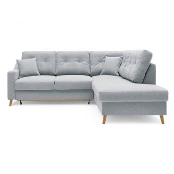 Colțar extensibil cu șezlong pe partea dreaptă Bobochic Paris Sweden L, 234 cm, gri deschis Colțar extensibil cu șezlong pe partea dreaptă Bobochic Paris Sweden L, 234 cm, gri deschis