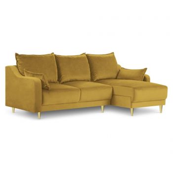 Coltar reversibil extensibil Mazzini Sofas, Pansy Yellow, galben auriu, 220x150x90 cm - Mazzini Sofas, Galben & Auriu