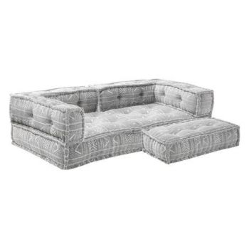 Divan componibil Maxi Yantra, cu 1 taburet, gri, 200 x 80 x 40 cm