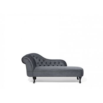 Sezlong Nimes, catifea gri, 170 x 61 x 79 cm