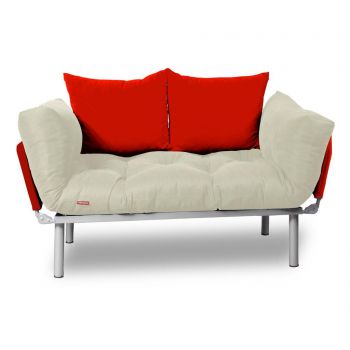 Sofa extensibila Sera Tekstil, Relax Cream Red, crem/rosu - SERA TEKSTIL, Crem ieftina