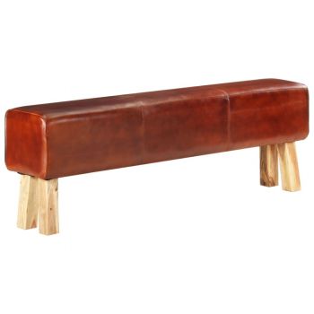 vidaXL Bancă Bok gimnastică maro 160cm piele naturală/lemn masiv mango vidaXL Bancă Bok gimnastică maro 160cm piele naturală/lemn masiv mango