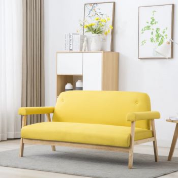 vidaXL Canapea cu 3 locuri, galben, textil