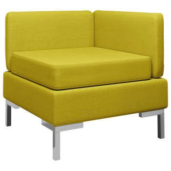 vidaXL Canapea de colț modulară cu pernă, galben, material textil