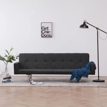 vidaXL Canapea extensibilă cu brațe, gri închis, poliester ieftina vidaXL Canapea extensibilă cu brațe, gri închis, poliester ieftina