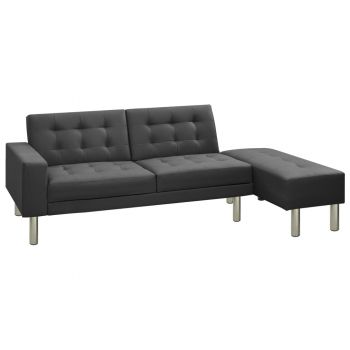 vidaXL Canapea extensibilă, gri, piele ecologică vidaXL Canapea extensibilă, gri, piele ecologică