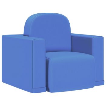vidaXL Canapea pentru copii 2-în-1, albastru, piele ecologică ieftina
