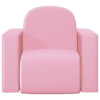 vidaXL Canapea pentru copii 2-în-1, roz, piele ecologică ieftina