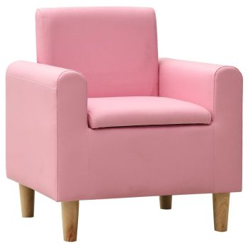 vidaXL Canapea pentru copii, roz, piele ecologică