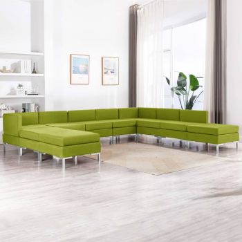 vidaXL Set canapea 10 piese, verde, textil