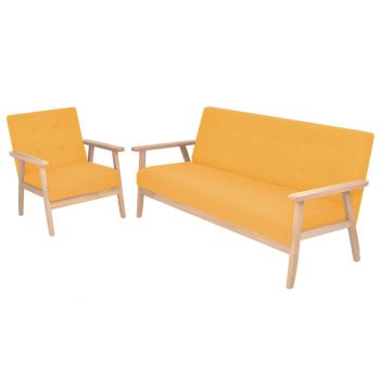 vidaXL Set de canapele 2 piese, textil, galben vidaXL Set de canapele 2 piese, textil, galben