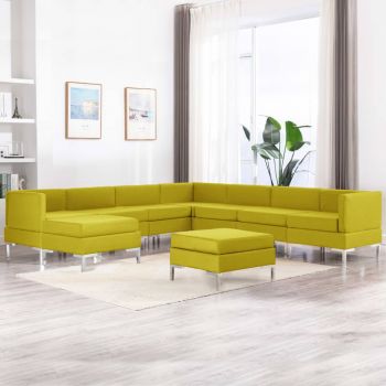 vidaXL Set de canapele, 9 piese, galben, material textil vidaXL Set de canapele, 9 piese, galben, material textil