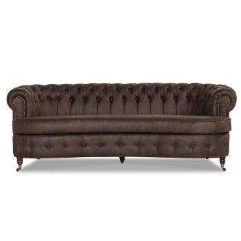 Canapea 3 locuri Kalatzerka, Chesterfield Curved Vintage Brown, 230x86x80 cm - Kalatzerka, Maro