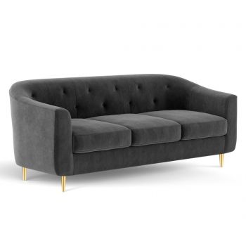 Canapea 3 locuri Corde Dark Grey - Kooko Home, Gri & Argintiu Canapea 3 locuri Corde Dark Grey - Kooko Home, Gri & Argintiu