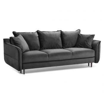 Canapea extensibila 3 locuri Basso Dark Grey - Kooko Home, Gri & Argintiu Canapea extensibila 3 locuri Basso Dark Grey - Kooko Home, Gri & Argintiu