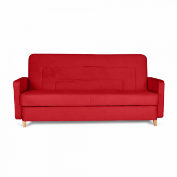 Canapea extensibila click clack, cu lada de depozitare Lily, rosu