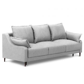 Canapea extensibila cu 3 locuri Mazzini Sofas, Ancolie Light Grey, 215x94x90 cm - Mazzini Sofas, Gri & Argintiu