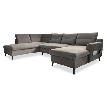 Canapea extensibilă din catifea în formă de „U” cu șezlong pe partea stângă Miuform Stylish Stan, gri închis Canapea extensibilă din catifea în formă de „U” cu șezlong pe partea stângă Miuform Stylish Stan, gri închis