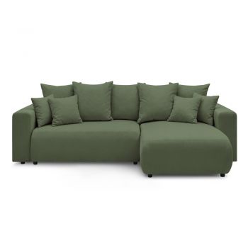 Colțar extensibil reversibil cu tapițerie din reiat Bobochic Paris Envy, verde Colțar extensibil reversibil cu tapițerie din reiat Bobochic Paris Envy, verde